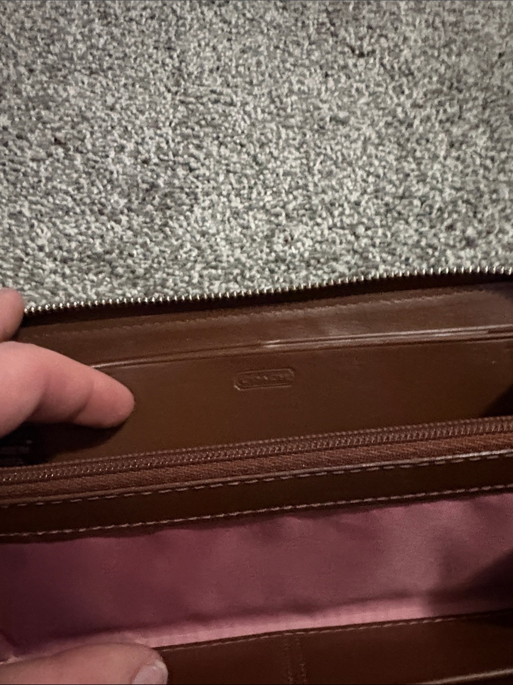 Coach White and Brown Leather Buckle Zip Wallet - Picture 4 of 8